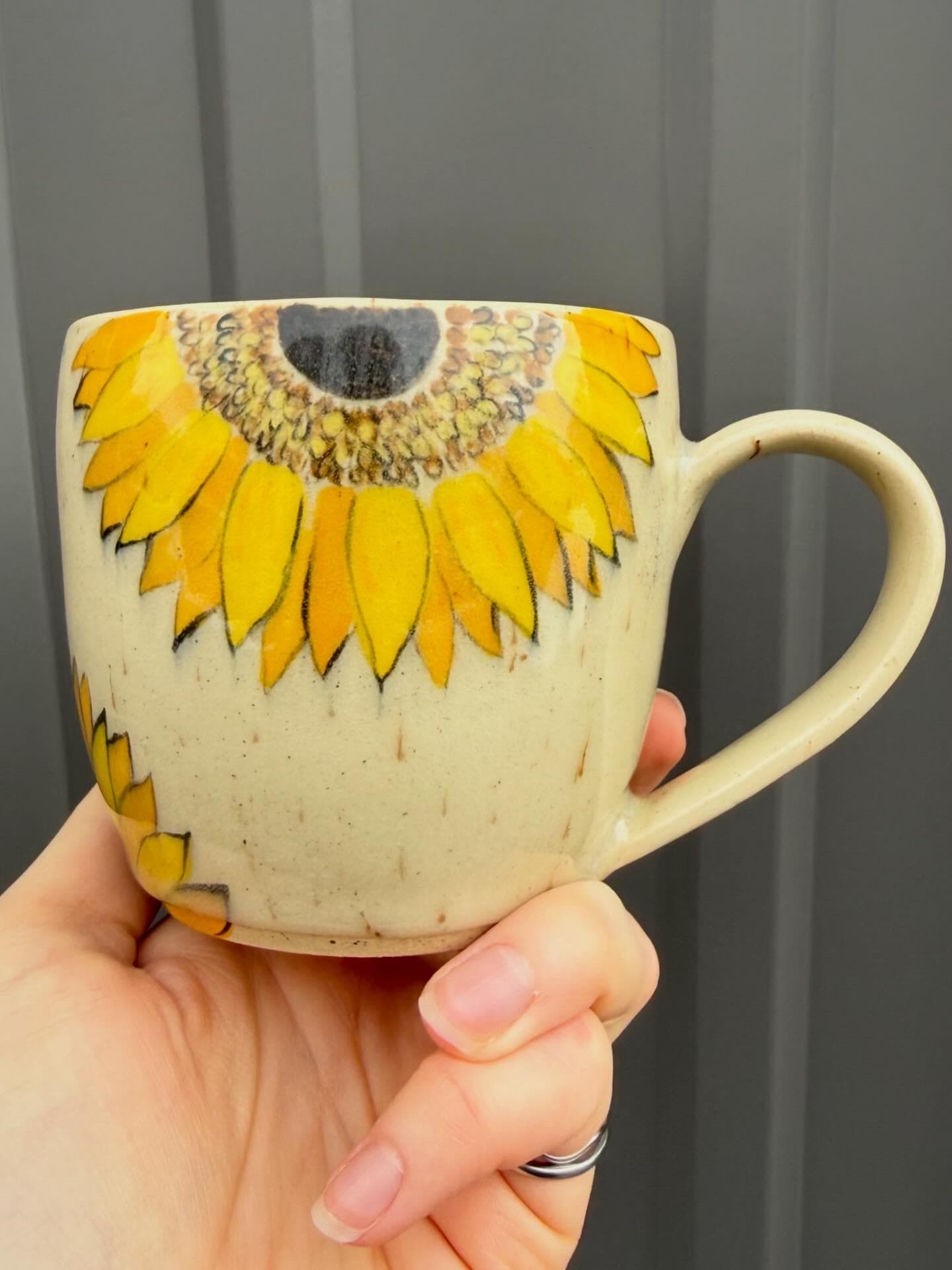 Hand Painted Sunflower Ceramic Mug