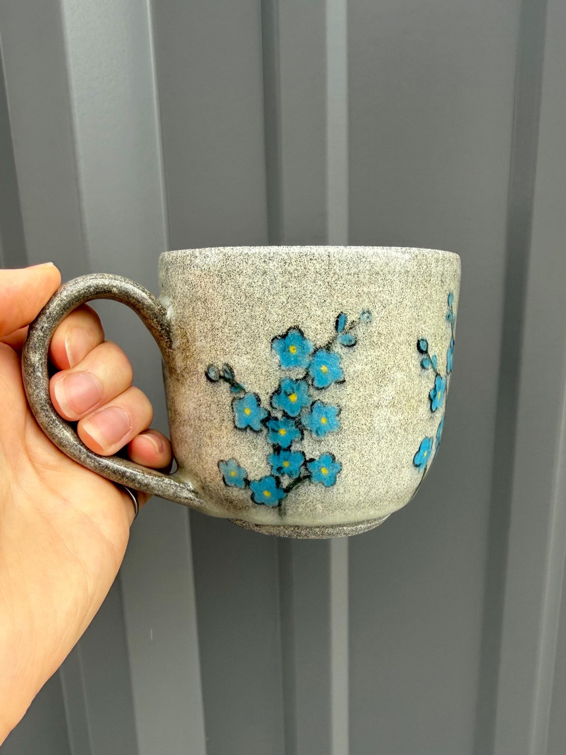 Hand Painted Forget Me Not Ceramic Mug